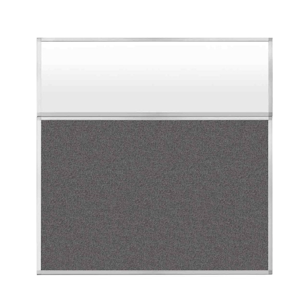 Hush Panel Configurable Cubicle Partition 6' x 6' W/ Window Charcoal Gray Fabric Frosted Window